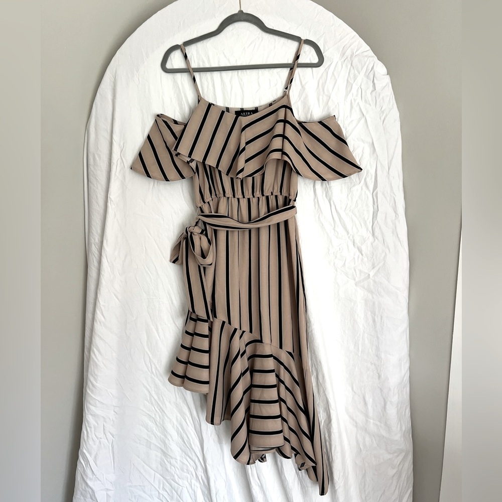 AKIRA Off The Shoulder Striped Dress